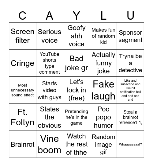 Untitled Bingo Card