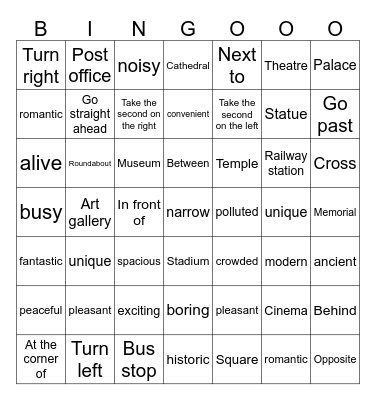 Unit 4 Bingo Card