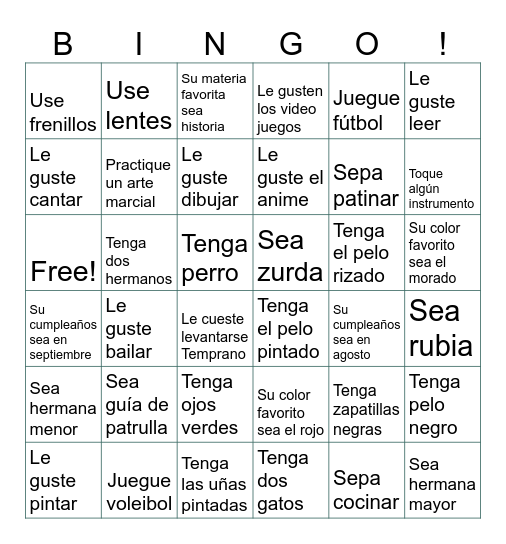 Encuentra alguien que.... Bingo Card