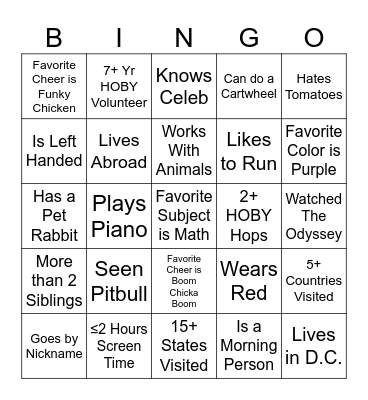 HOBY WLC 26 BINGO Card