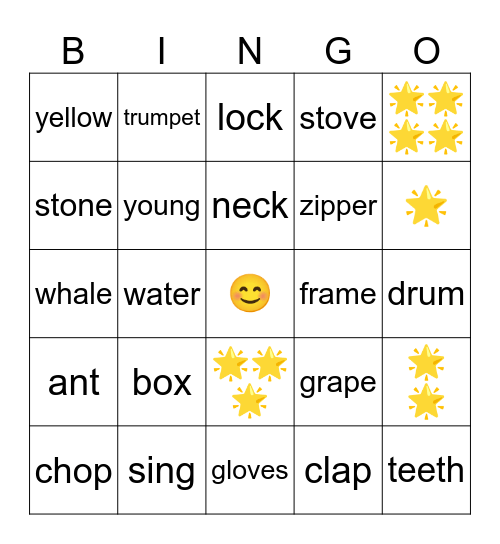 Listening Quiz Bingo Card