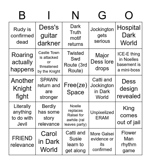 DELTARUNE Chapter 6 BINGO Card