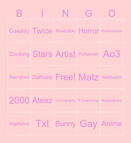 🐰Bunny’s Bingo 🐰 Bingo Card