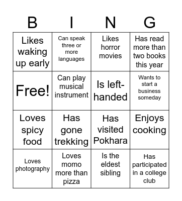 FIND SOMEONE WHO Bingo Card