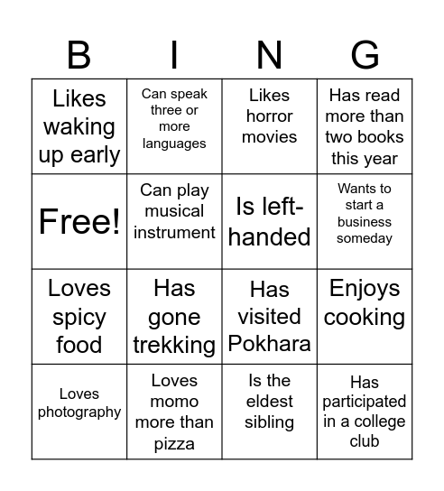 FIND SOMEONE WHO Bingo Card