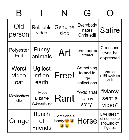 TikTok bingo Card