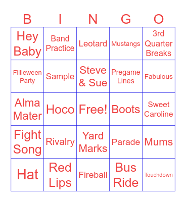 FILLIES FOOTBALL SEASON Bingo Card