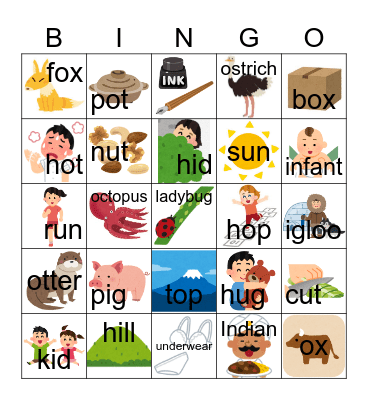 Phonics review all Bingo Card