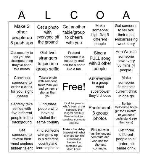 Nucleus NoWork Bingo Card