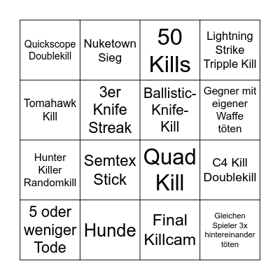 Black Ops Bingo Card