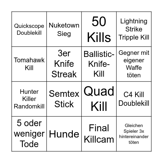 Black Ops Bingo Card