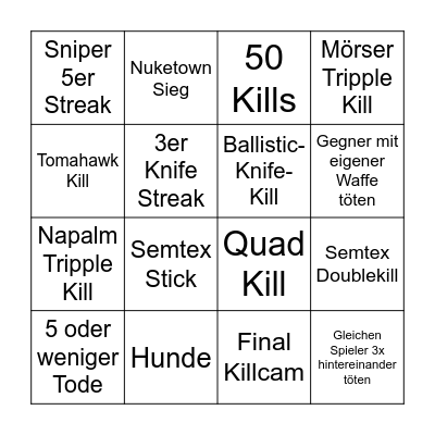 Black Ops Bingo Card