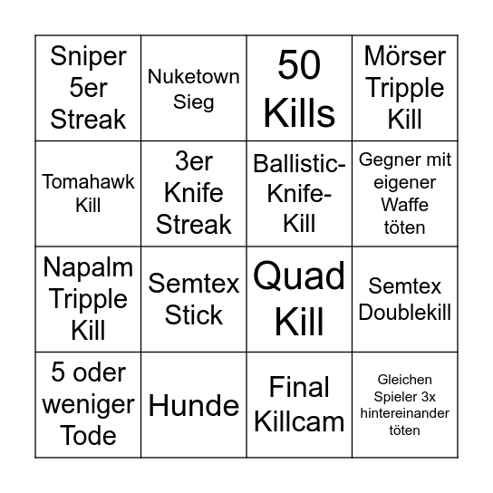 Black Ops Bingo Card