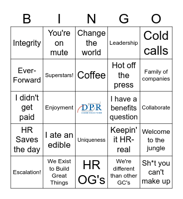 DPR Human Resources Bingo Card