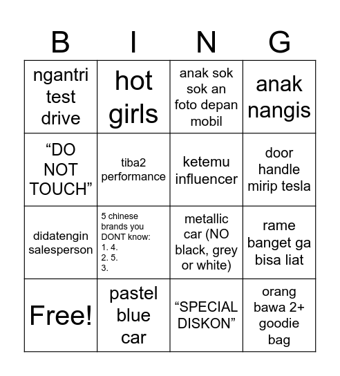 GIIAS 2026 BINGO Card