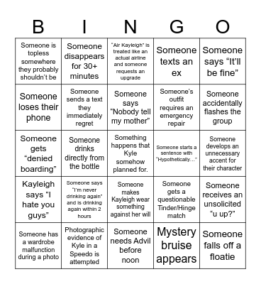 NOT ON MY 2026 BACHELORETTE BINGO CARD Bingo Card