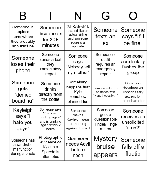 NOT ON MY 2026 BACHELORETTE BINGO CARD Bingo Card