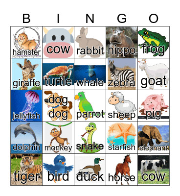 Animals Bingo Card