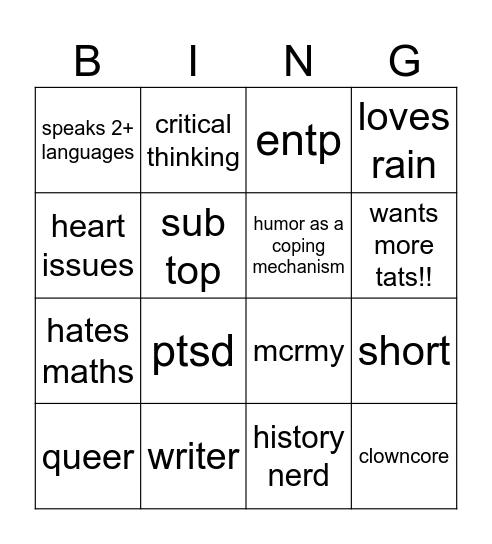 áli Bingo Card