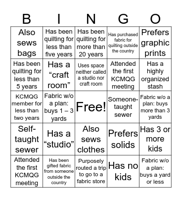 2017 KCMQG Transitional Meeting Bingo Card