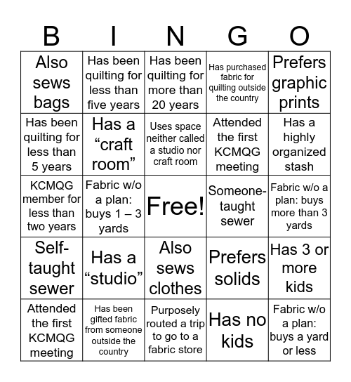 2017 KCMQG Transitional Meeting Bingo Card