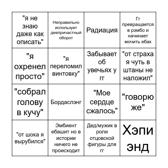 КОТ БЕГЕМОТ БИНГО Bingo Card