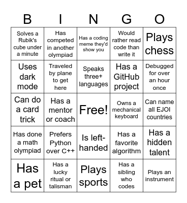 Untitled Bingo Card