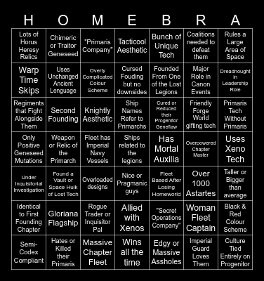 HOMEBREW BINGO! Bingo Card