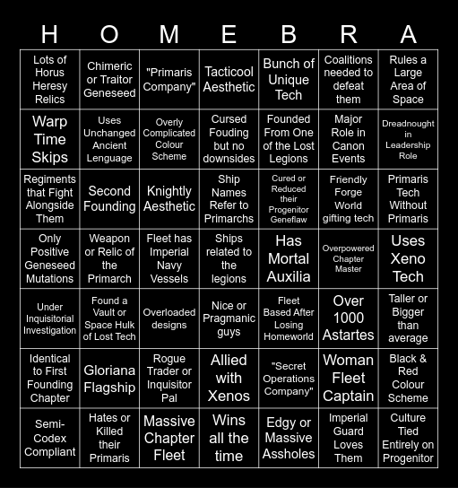 HOMEBREW BINGO! Bingo Card