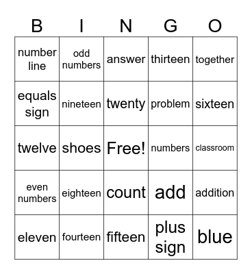 DR3 Vocabulary Bingo Card