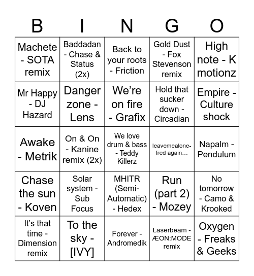 Liquicity bingo Card