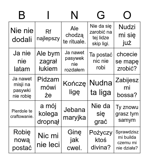 PoE 3.29 Bingo Card
