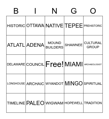 THE FIRST PEOPLE Bingo Card