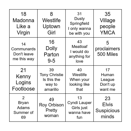 68, round 1 Bingo Card