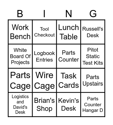Avionics Tour Bingo Card