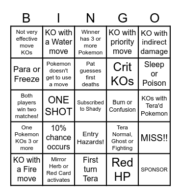 Then we fight bingo Shady FINALE Bingo Card