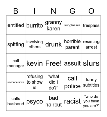 karens Bingo Card
