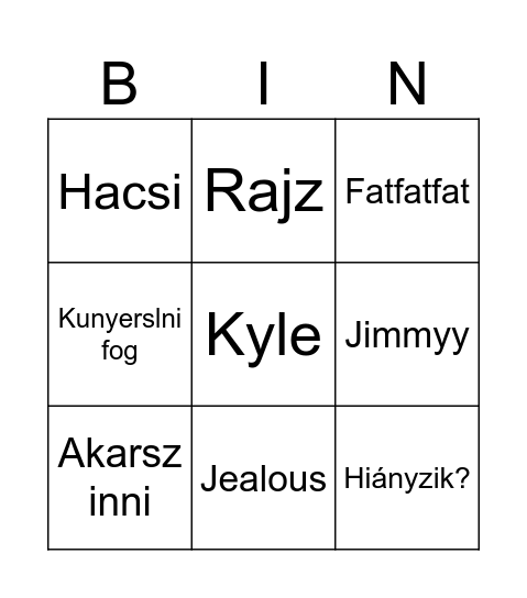 L bigno Bingo Card