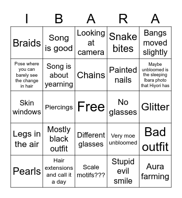 Saegusa Ibara FS3 Bingo Card