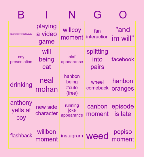 bof video bingo Card