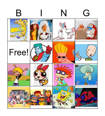 90s Cartoons Bingo Card