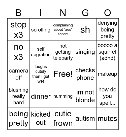 gf binga chimmy changa Bingo Card