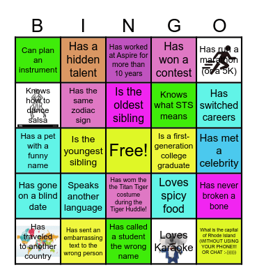 "Find Your People" Human Bingo Card