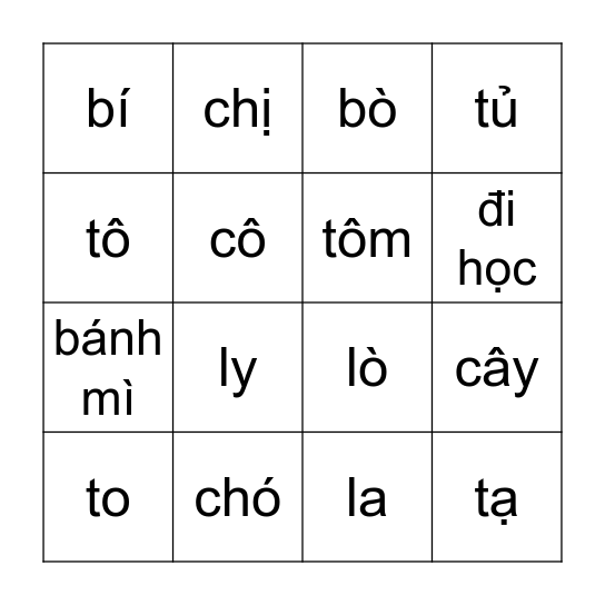 Bingo Ôn Bingo Card
