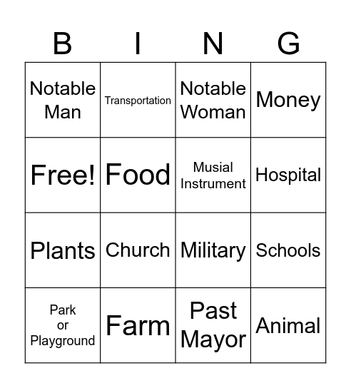 Greer Heritage Museum - Kids - Easy Bingo Card