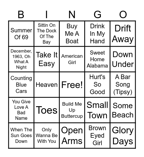 Chillin On a Boat Bingo Card