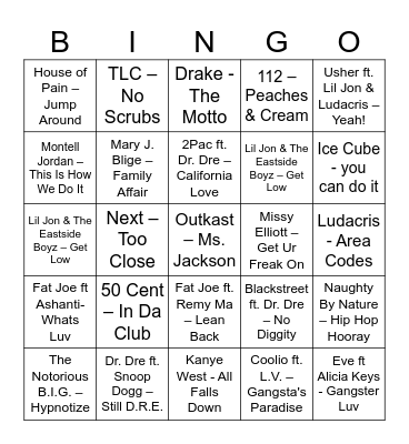 SIMPLY SHADY HIP - HOP, R&B Bingo Card