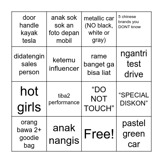GIIAS 2026 BINGO Card