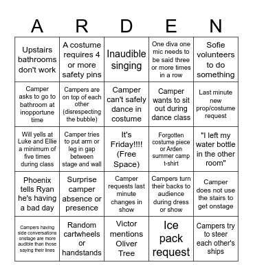 School of Pop! Bingo Card