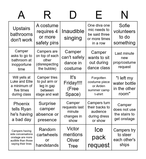 School of Pop! Bingo Card